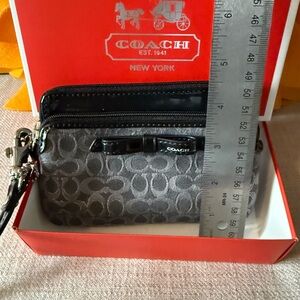 Coach Black and Gray Signature Wristlet